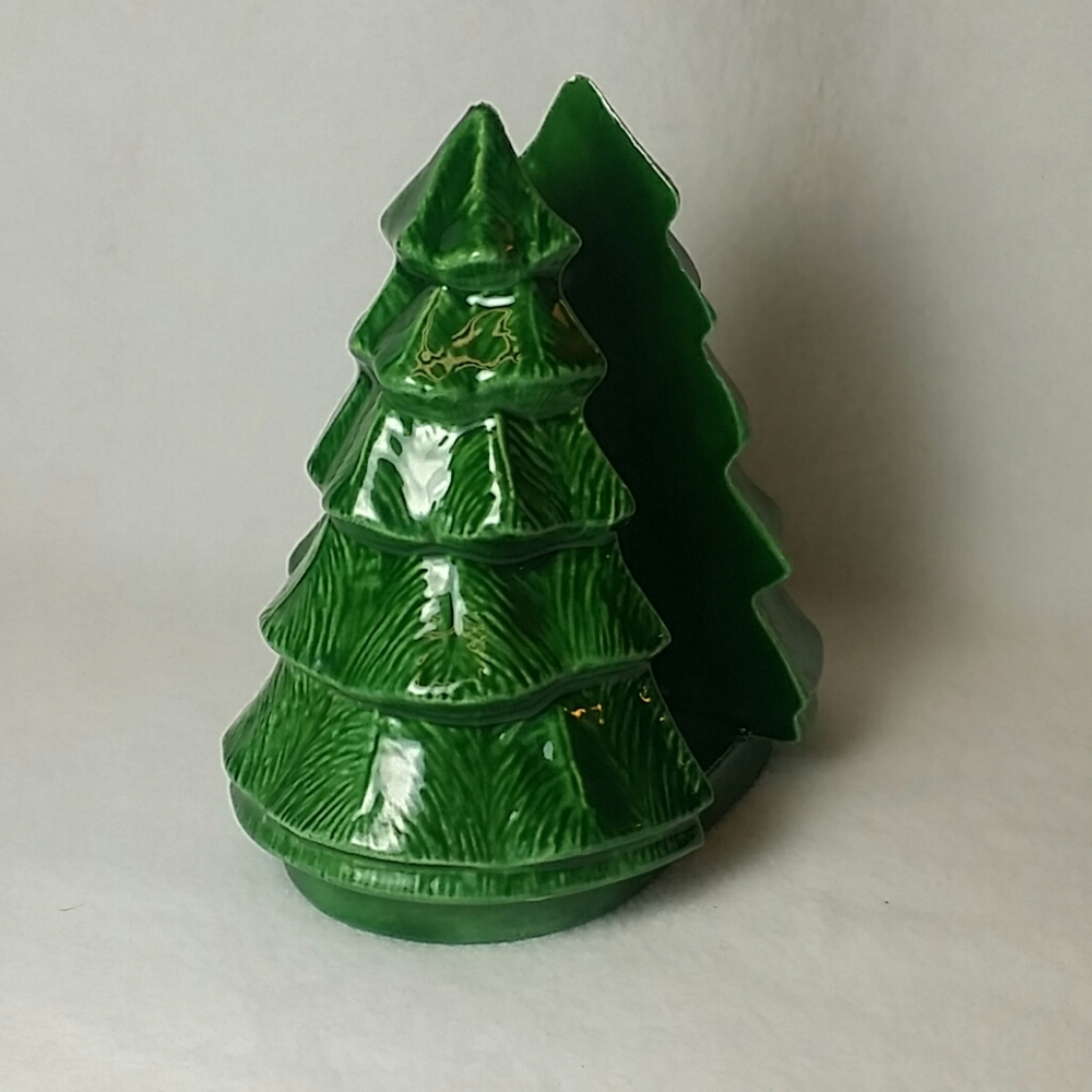 VTG Ceramic Christmas tree napkin or card holder